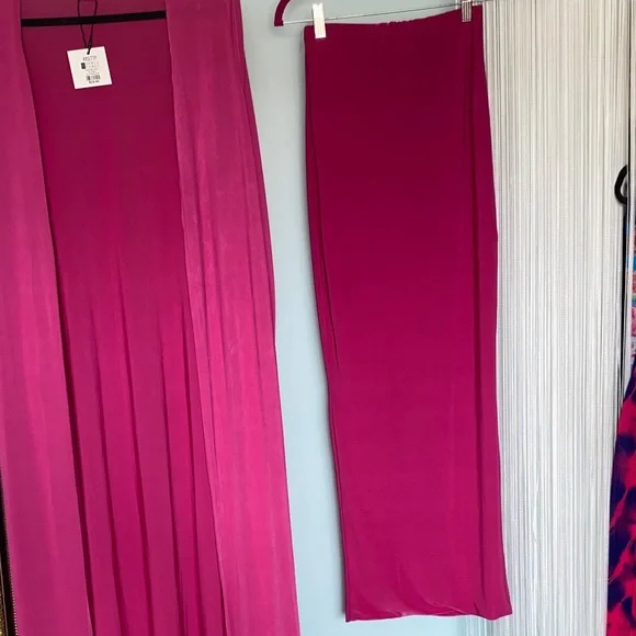 4 Piece Set Magenta & Mustard Long Duster Kimono Cardigans XXS NWT - Picture 13 of 17